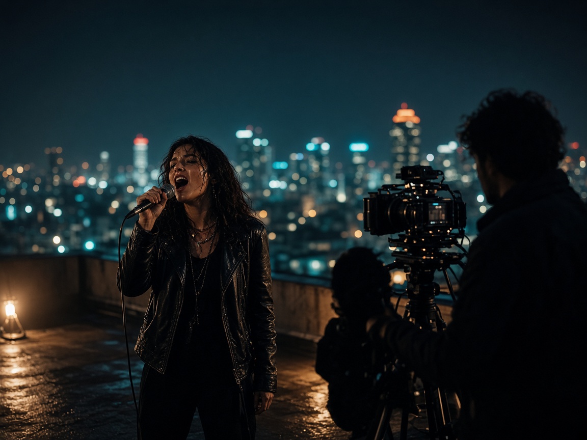 Music video rooftop performance